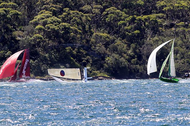 Yandoo heads south on the spinnaker run - 3-Buoys Challenge Series 2013 © Frank Quealey /Australian 18 Footers League http://www.18footers.com.au